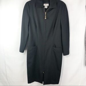 GENNY Vintage Black Front Zip Dress. EUC.